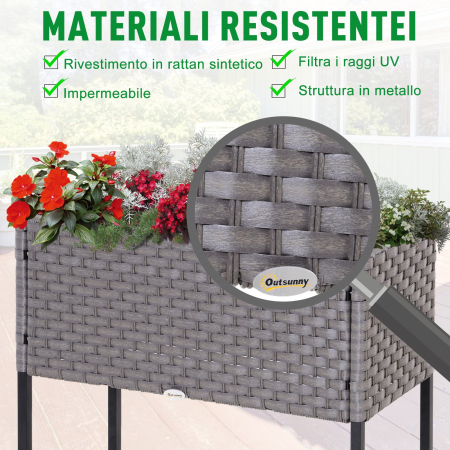  vas de flori, cu raft, 70x30x72cm, gri [5]