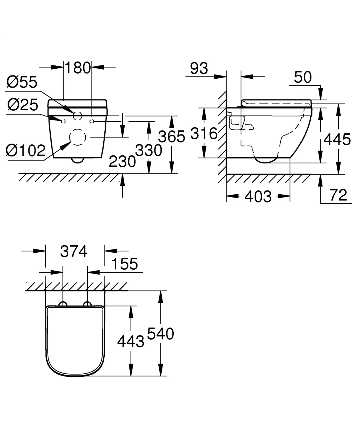 Vas WC Grohe Euro 39703000, suspendat, rimless, capac wc, SoftClose, alb [2]