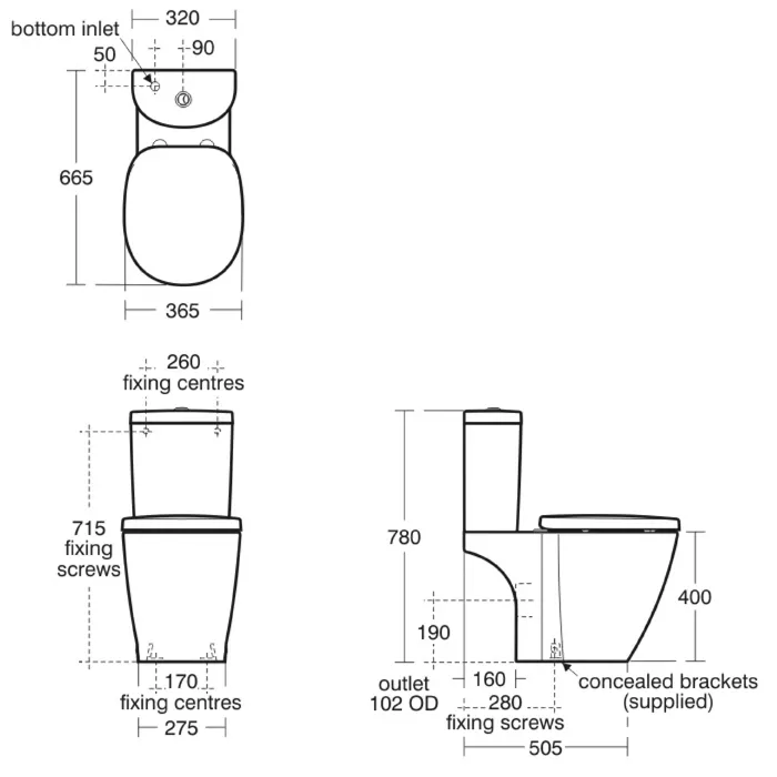 Vas WC Ideal Standard Connect E803601, montare pe podea, evacuare orizontala, pentru rezervor aparent, alb [1]