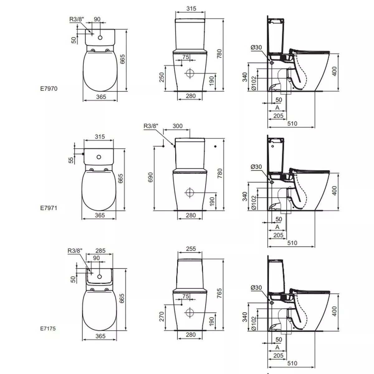 Vas WC Ideal Standard Connect, pe podea, AquaBlade, fara capac/rezervor, alb, E039701 [3]
