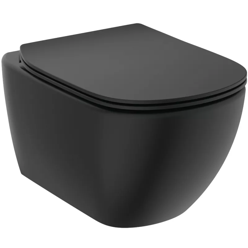 Vas WC Ideal Standard Tesi, suspendat, Rimless, iesire bideu, fara capac, mat, negru, T5588V3 [4]