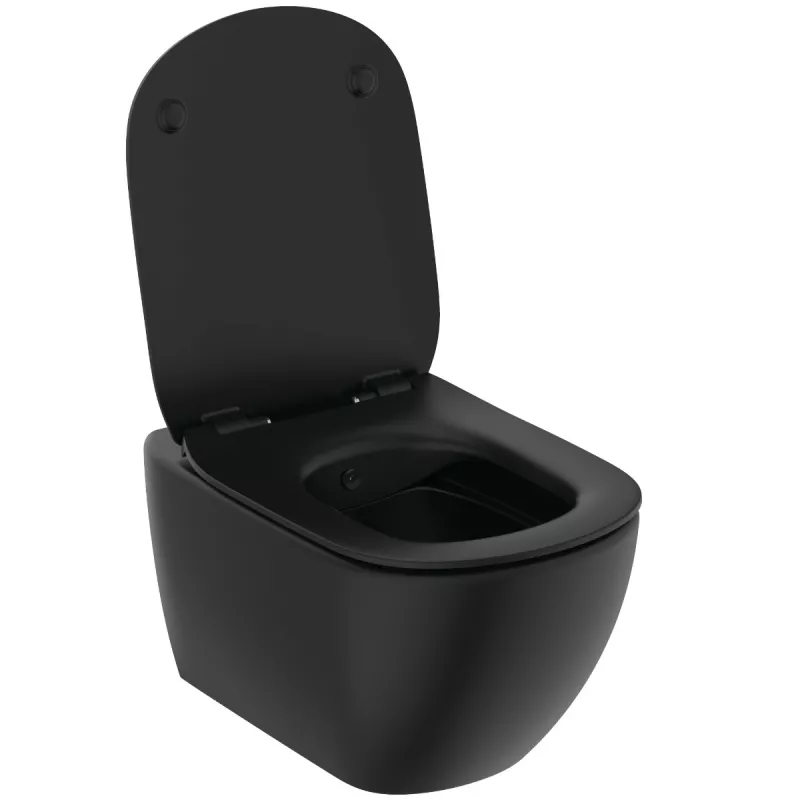 Vas WC Ideal Standard Tesi, suspendat, Rimless, iesire bideu, fara capac, mat, negru, T5588V3 [2]