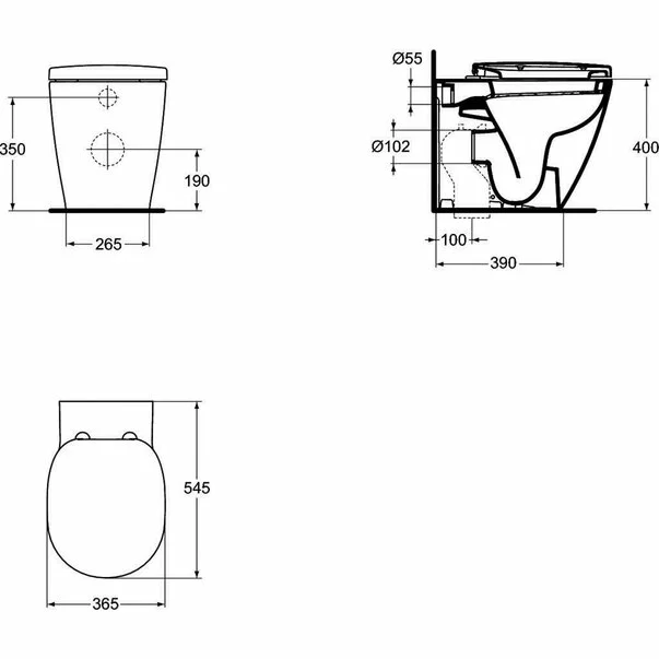 Vas wc pe pardoseala BTW Ideal Standard Connect Aquablade pentru rezervor ingropat [1]