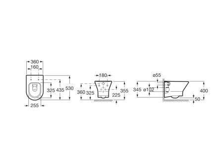Vas WC Roca A34664L000, 360 mm, 535 mm, 345 mm, 1 functii speciale, suprafata antiaderent, suspendat, Alb [4]