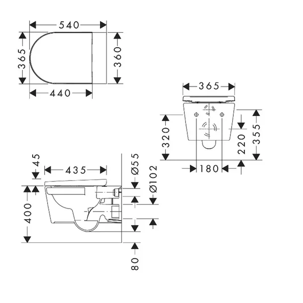 Vas WC suspendat Hansgrohe EluPura Original S AquaChannel Flush alb cu capac [6]