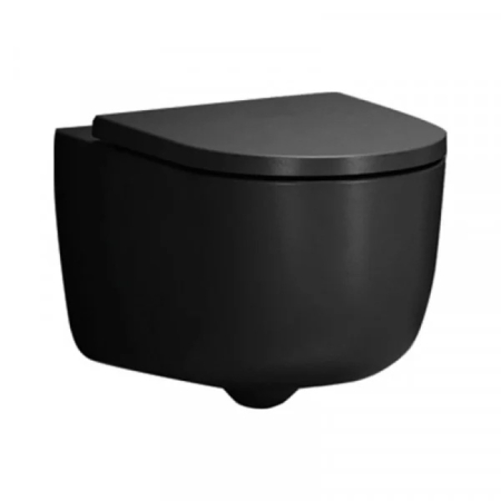 Vase WC - Vas WC suspendat Hatria, Futura, rimless, Pure Vortex, 35,5 x 53, negru mat