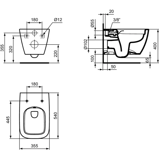 Vas WC suspendat Ideal Standard I.life B rimless alb cu functie bideu [5]