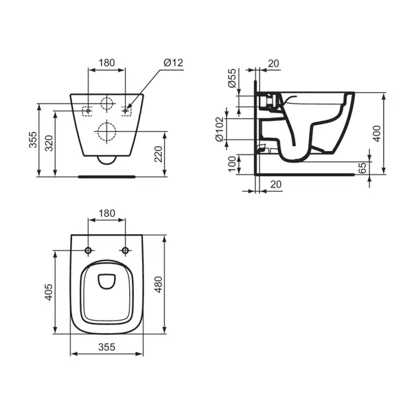 Vas WC suspendat Ideal Standard i.life S rimless alb lucios [11]