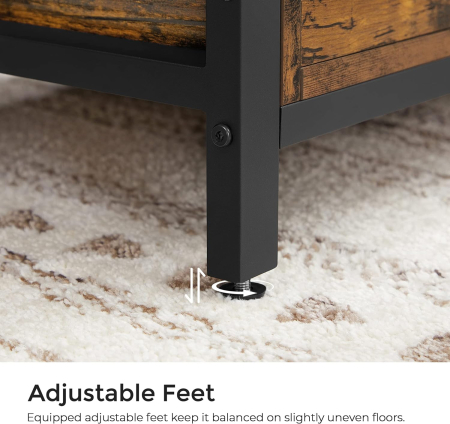 VASAGLE Banca cu lada de depozitare, perna captusita, piele sintetica neagra, 40x80x50cm, maro rustic [4]