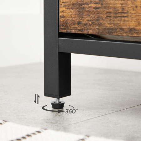 VASAGLE Banca cu organizator pantofi, cu clapeta, 30x80x51cm, industrial vintage, maro cu negru [1]