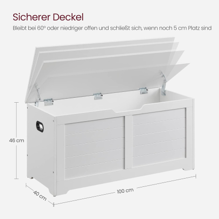 VASAGLE Banca cu spatiu de depozitare, pentru hol sau dormitor, din MDF, 40x100x46cm, alb [2]