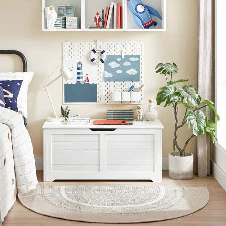 VASAGLE Banca cu spatiu de depozitare, pentru hol sau dormitor, din MDF, 40x100x46cm, alb [8]