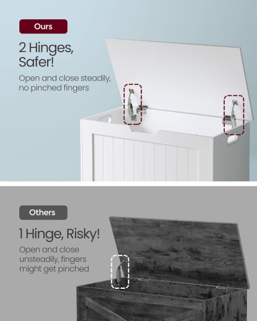 VASAGLE Banca cu spatiu depozitare, pentru hol sau dormitor, din PAL, 76x40x48cm, alb [6]