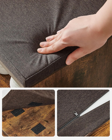 VASAGLE Banca de depozitare cu suport pentru pantofi, 10 compartimente si dulap, cu perna, 30x104x48cm, maro rustic [3]