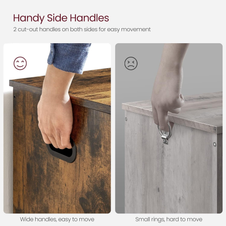 VASAGLE Banca de depozitare tip cufar, cu 2 balamale de siguranta, stil hambar, 40x100x46cm, maro rustic [3]