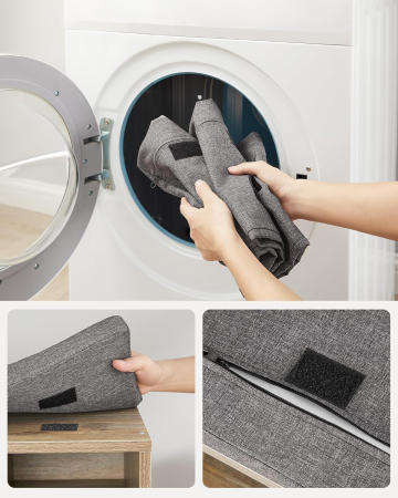 Banca pantofi cu sezut si perna, 15 compartimente deschise, PAL, 105x30x48 cm, gri stejar [4]