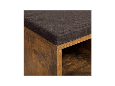VASAGLE Banca pentru hol cu suport pentru pantofi, 10 compartimente, cu perna, 104x48x30cm, maro rustic [3]