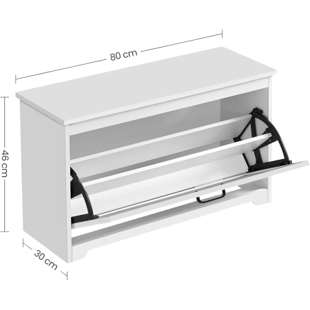 Bancuta pentru pantofi cu usa rabatabila si compartiment interior reglabil, 80x30x46 cm, alb [9]