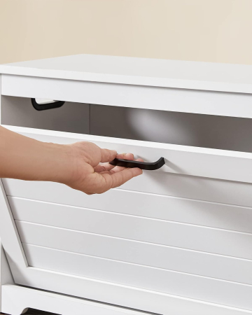 Bancuta pentru pantofi cu usa rabatabila si compartiment interior reglabil, 80x30x46 cm, alb [3]