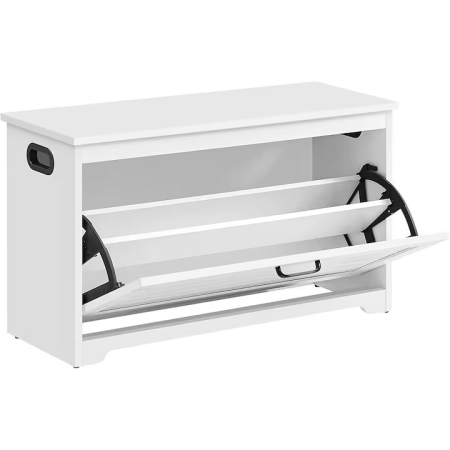 Mobila hol - Bancuta pentru pantofi cu usa rabatabila si compartiment interior reglabil, 80x30x46 cm, alb