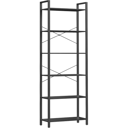 Mobila - VASAGLE Biblioteca 6 niveluri, cu cadru metalic si rafturi PAL, 66x30x186 cm, negru