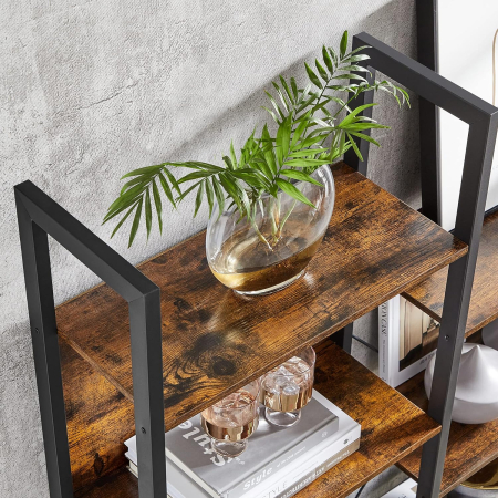 VASAGLE Biblioteca cu 14 rafturi din lemn, cadru metalic, 24x158x166cm, stil industrial, maro rustic si negru [7]