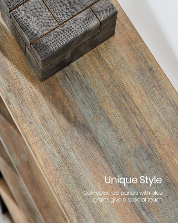 VASAGLE Biblioteca cu 14 rafturi din lemn, cadru metalic, 24x158x166cm, stil industrial, stejar si negru [7]