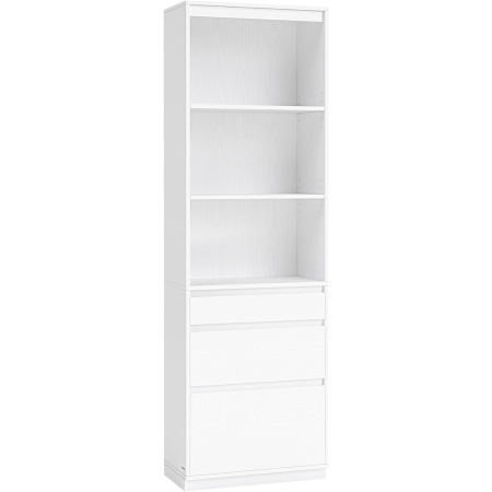 Living & hol - Biblioteca kailyn 3 sertare polite reglabile pal, 57x30x180 cm, design modern, alb