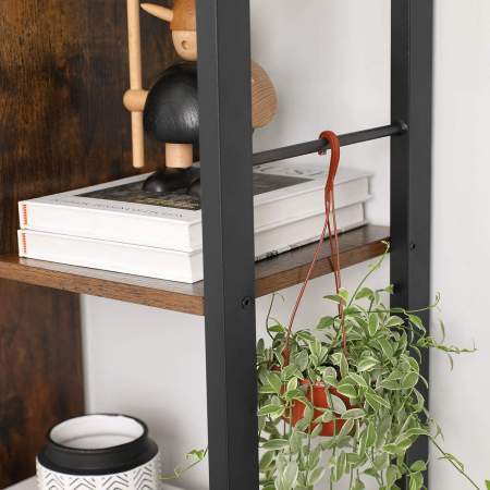 VASAGLE Biblioteca cu 4 rafturi si dulap inferior cu 2 usi, stil industrial, 74x30x155cm, maro rustic [7]