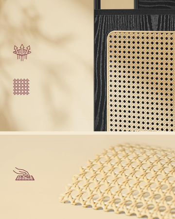 VASAGLE Biblioteca cu 6 etaje, cadru metalic, usa cu efect ratan Boho, 30x40x175 cm, negru [4]