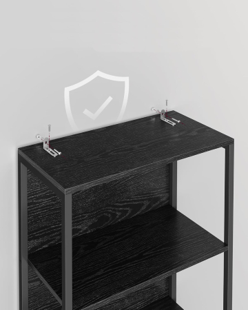 Biblioteca cu 6 rafturi si iluminare LED reglabila 25 culori, cadru metalic, 30x60x179 cm, negru [5]