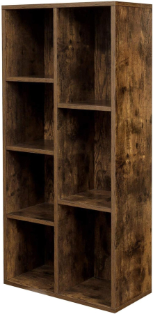 Biblioteca cu 7 compartimente deschise, MDF, 50x24x106cm, maro rustic [2]
