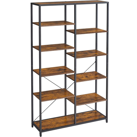 Mobila - VASAGLE Biblioteca cu suport de depozitare pe 5 etaje, 30x100x170cm, stil industrial, maro rustic si negru