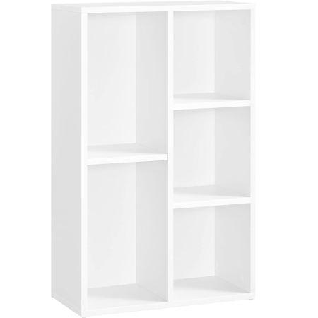 Mobila - VASAGLE Biblioteca, raft cu 5 unitati de depozitare, pentru living, din lemn, 50x24x80cm, alb