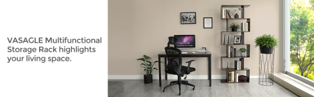 VASAGLE Biblioteca, raft cu 6 unitati de depozitare, pentru living, din lemn, 24x190x70cm, maro rustic [9]