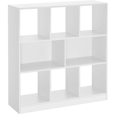 Living & hol - Biblioteca, raft cu 8 unitati de depozitare, pentru living, din lemn, 30x98x100cm, alb