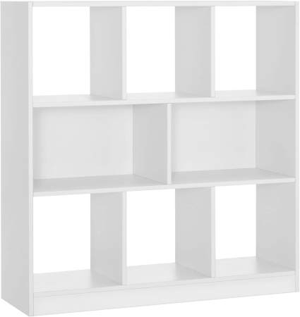 Biblioteca, raft cu 8 unitati de depozitare, pentru living, din lemn, 30x98x100cm, alb [8]