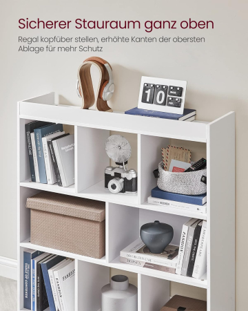 Biblioteca, raft cu 8 unitati de depozitare, pentru living, din lemn, 30x98x100cm, alb [6]