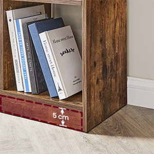 Biblioteca, raft cu 8 unitati de depozitare, pentru living, din lemn, 97x30x100cm, maro rustic [12]