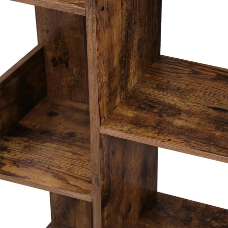Biblioteca stil arbore, cu 8 rafturi de depozitare, colturi rotunjite, 50x25x140 cm, maro rustic [4]