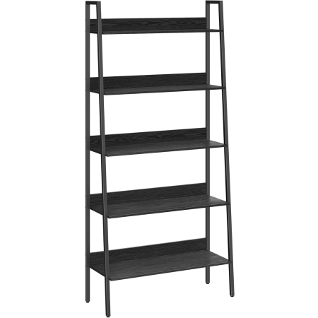 Mobila - VASAGLE Biblioteca tip scara, cadru otel cu 5 polite, stil industrial, 80x30x170 cm, negru