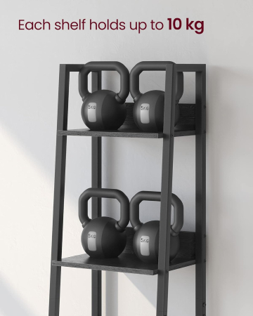 Biblioteca tip scara cu 5 rafturi, design industrial, cadru metalic si rafturi din PAL, 34x30x170 cm, negru [1]