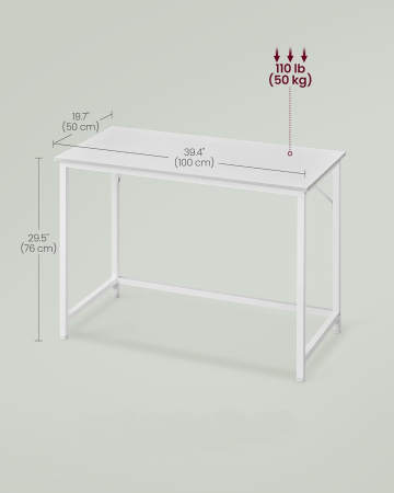 Birou calculator cu blat din PAL, cadru metalic, stil industrial, 100x50x76 cm, alb artar [6]