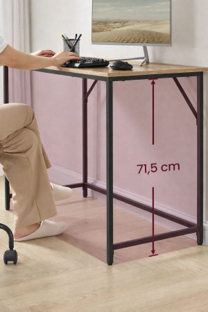 Birou calculator cu blat din PAL, cadru metalic, stil industrial, 100x50x76 cm, maro camel [4]