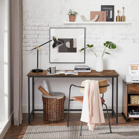 Birou calculator cu cadru metalic si blat PAL, stil industrial, 135x60x76 cm, maro rustic [4]