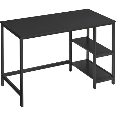 Dormitor & birou - Birou calculator cu raft lateral reglabil, cadru metalic, stil industrial, 120x60x76 cm, negru