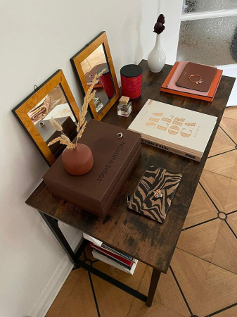 VASAGLE Birou cu cadru din otel, 50x100x75 cm, industrial, maro [7]