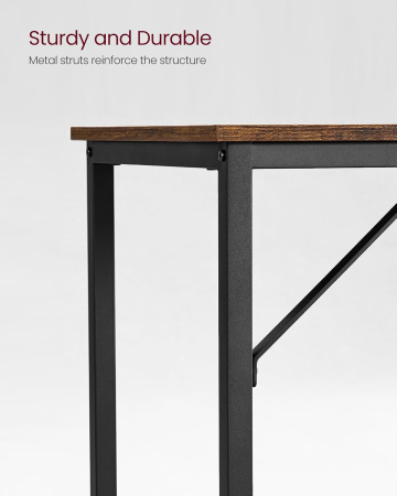 VASAGLE Birou cu cadru din otel, 50x100x75 cm, industrial, maro [5]