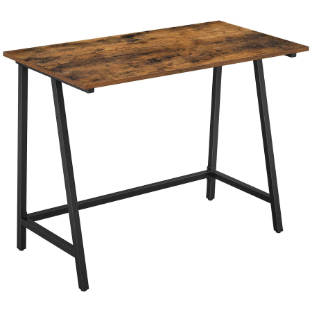 Dormitor & birou - Birou cu cadru metalic, stil industrial, 100x50x75 cm, maro rustic