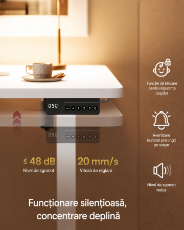 Birou electric reglabil pe inaltime, cadru metalic, functie memorie 4 pozitii, 100x60x(72-120) cm, alb [4]